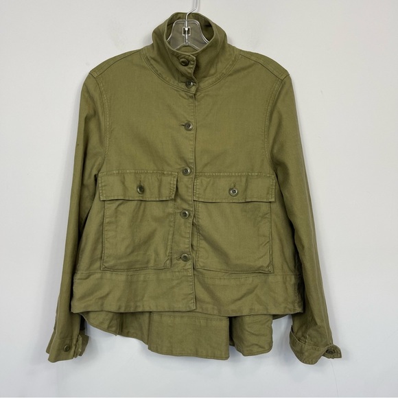THE GREAT. The Swingy Army Jacket Military Green Utility Short High Low Coat 1 S - Picture 7 of 16